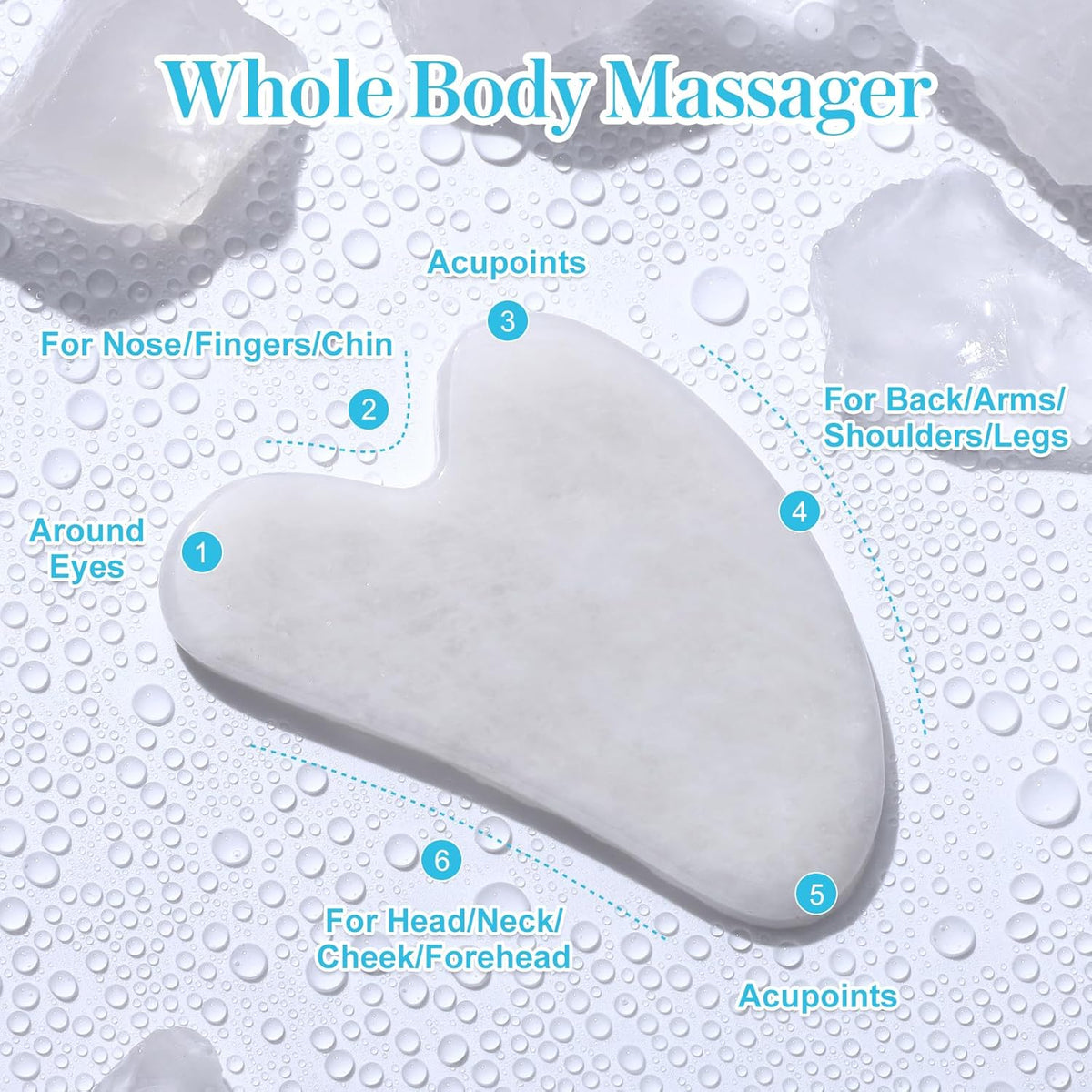 Guasha Tool for Face: White Jade Gua Sha Facial Tools - Gua Sha Stone for Face and Body Skin Massage - Guasha Jade Stone Scraping Massager for SPA Acupuncture, Therapy Trigger Point Treatment