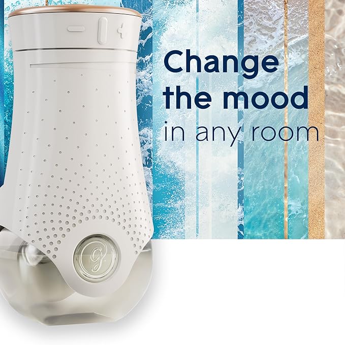 Glade PlugIns Refills Air Freshener Starter Kit, Scented and Essential Oils for Home and Bathroom, Aqua Waves, 4.02 Fl Oz, 2 Warmers + 6 Refills