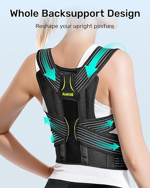 Ergonomic Back Straightener Posture Corrector, Adjustable Non-slip Back Strap Can Wear by Self, Lumbar Support for Shoulder Neck Hump Slouching Corrector, Yellow Size XL (Upper Waist: 47.2"-53.2")