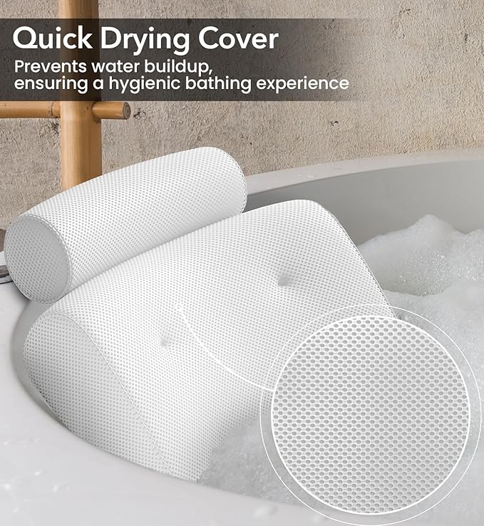 Everlasting Comfort Luxury Bath Pillow - Head, Neck, Back Support Cushion for Bathtub, Spa, Soaking