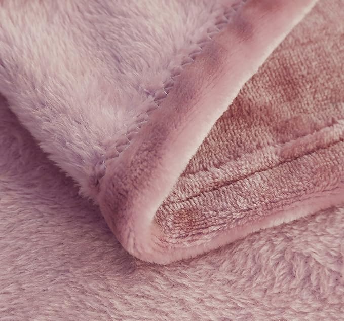 SOCHOW Flannel Fleece Blanket Throw Size, All Season Lightweight Super Soft Cozy Blanket for Bed or Couch, Dusty Pink, 50x60 inches