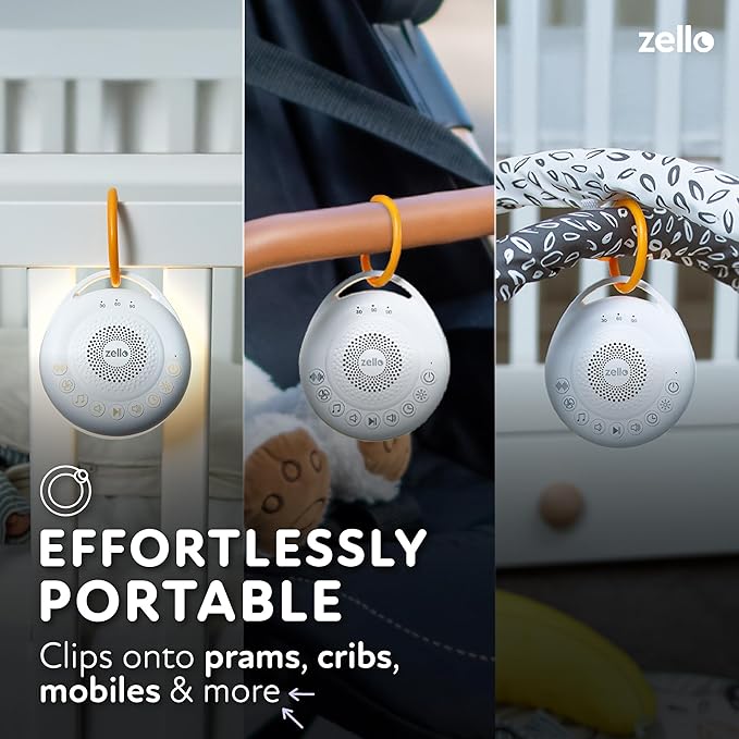 Zello | Portable Pro White Noise Machine | 30 Sounds | Red Light Sleep Aid | 3 Night Light Levels | Sleep Timer | 20 Hours Battery Life | USB Rechargeable | Baby Sleep Aid | Sleep Sound Machine