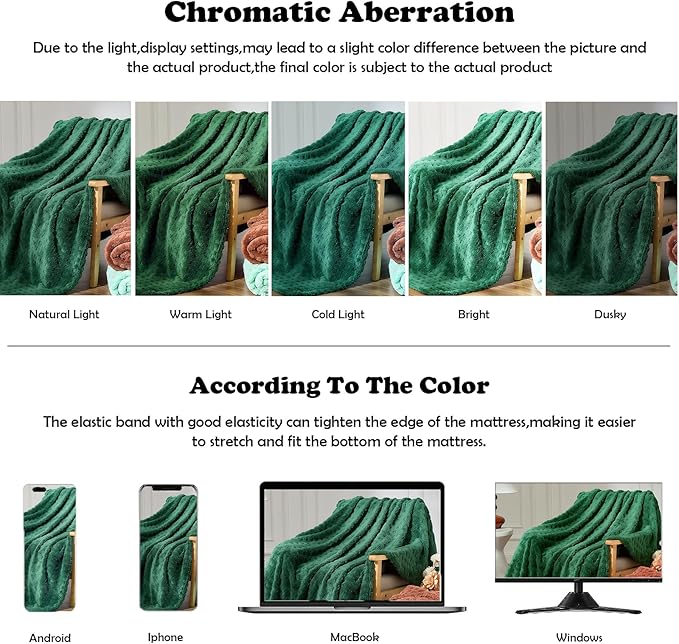 NEWCOSPLAY Super Soft Throw Blanket Green Premium Silky Flannel Fleece 3D Waffle Checkered Lightweight Bed Blanket All Season Use (Dark Green, Throw(50"x70"))