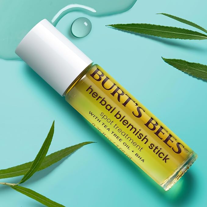 Burt’s Bees Clear and Balanced Herbal Blemish Stick, with Tea Tree Oil, On-the-Go Blemish Care, Unclogs Pores, Use with Skincare Products, 2-Pack, 0.26 fl. oz.