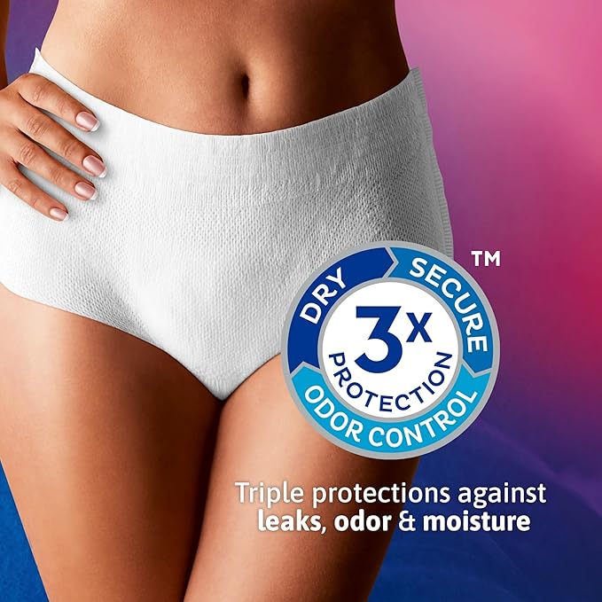TENA Women Super Plus Disposable Underwear Female Pull On with Tear Away Seams Large, 54286, Super Plus, 16 Ct