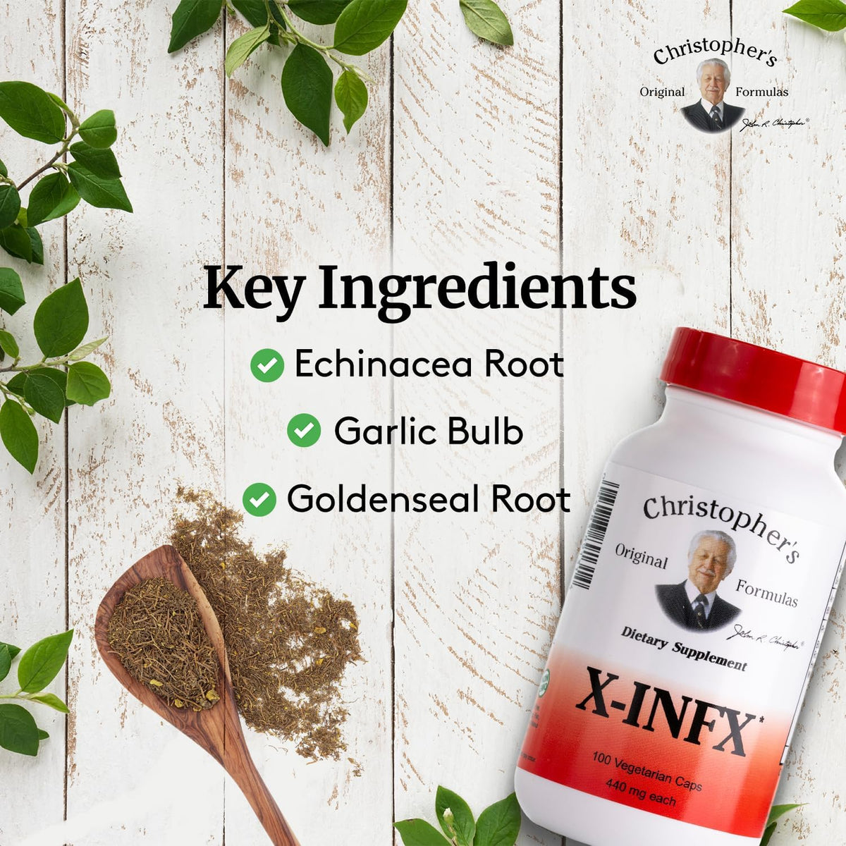 Christopher's Original Formulas X-INFX Formula, Natural Immune Support, 100 Caps