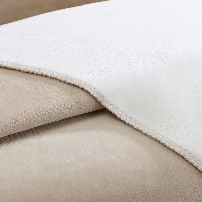 Calvin Klein - Twin Blanket, Super Soft Plush Bedding, Luxury Bed Blanket, Oeko-Tex Certified (Modern Reversible Solid Light Beige, Twin)