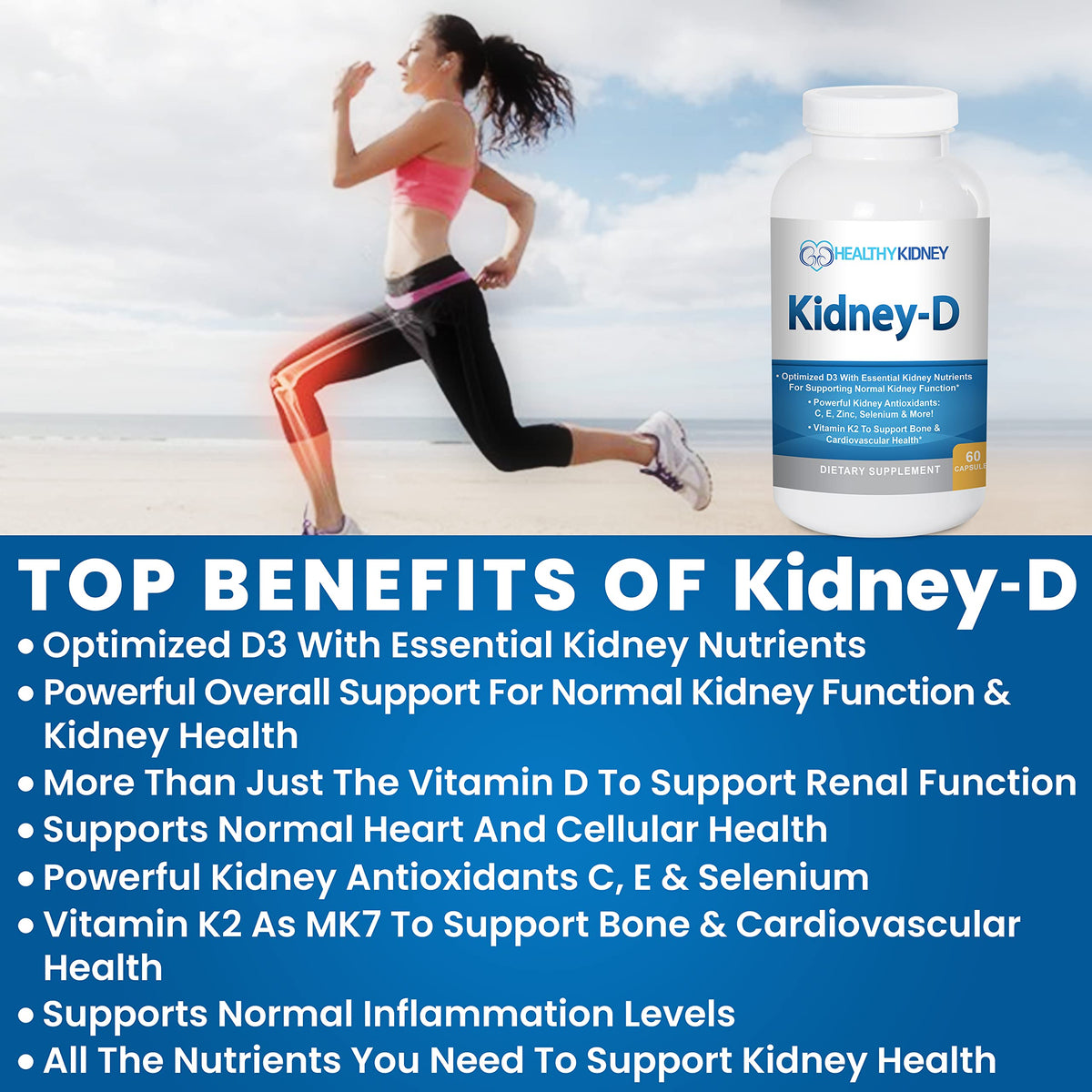 Kidney Restore & Kidney-D 2-Pack Capsules for Kidney Support with Optimized Vitamin D Antioxidants, Kidney Probiotics, Sodium Bicarbonate for Kidney Cleansing