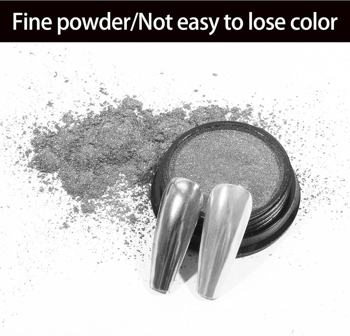 Artdone Chrome Nail Powder, Silver Iridescent Aurora Powder Metallic Mirror Effect Pigment Pearlescent Mermaid Pigment Pearl Glitter Dust Kit, Nail Art Decoration, Resin Craft