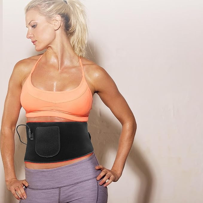 Red Light Belt for Body: Infrared Heating Vibration Massage Wrap Pad for Waist, Shoulder, Portable Relaxation for Home, Women & Men (Gray Black)