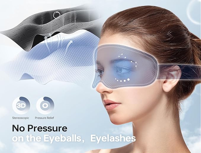 Sleep Mask with Bluetooth Headphones Wireless, TOPOINT 3D Eye Mask for Sleeping Headphones Women Men with Noise Canceling Earbuds, Thin Speaker, Blackout, 15 Hours for Travel, Meditation, CPAP Users