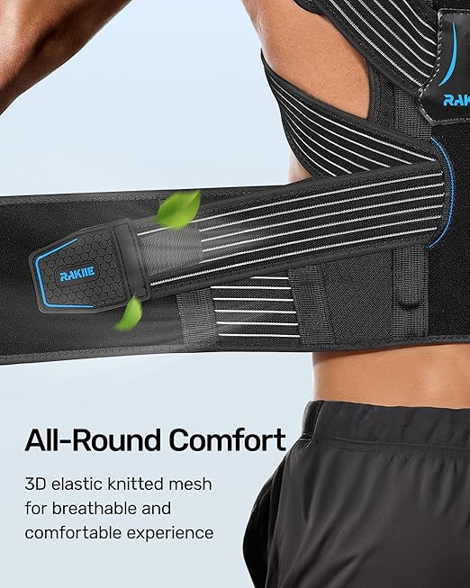 Upright Posture Corrector, Comfortable Lumbar Support Belt with 3D Elastic Kintted Mesh, Upper and Lower Back Pain Relief, Easy to Put on & Take off, Fit Various Body Shape, Size L (Upper Waist: 41.3"-47.2")