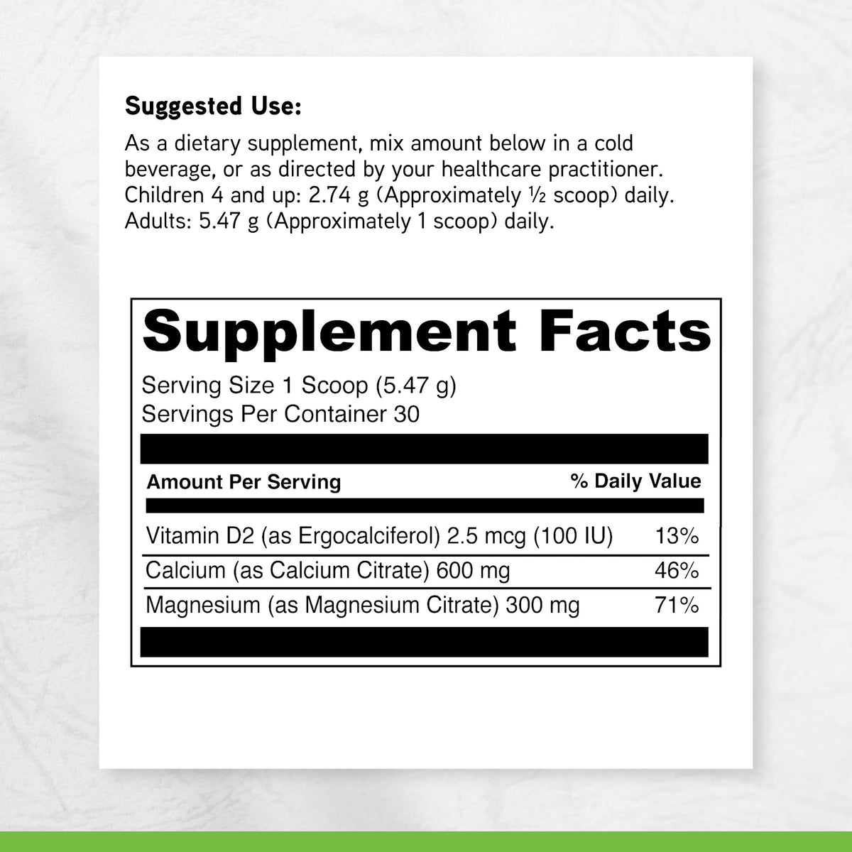 DAVINCI Labs Cal-Mag Citrate Powder - Supports Bone Health* - Dietary Supplement with Vitamin D2, Magnesium & Calcium - Vegetarian - Gluten-Free - 30 Servings