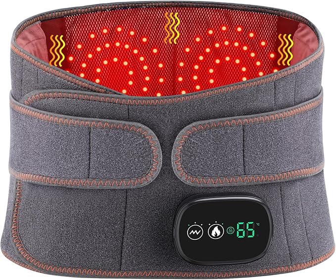 Cordless Heating Pad for Back, Lower Back Massager, Heated Back Brace with 3 Heating & Vibration Modes, Lumbar Support Belt for Men & Women
