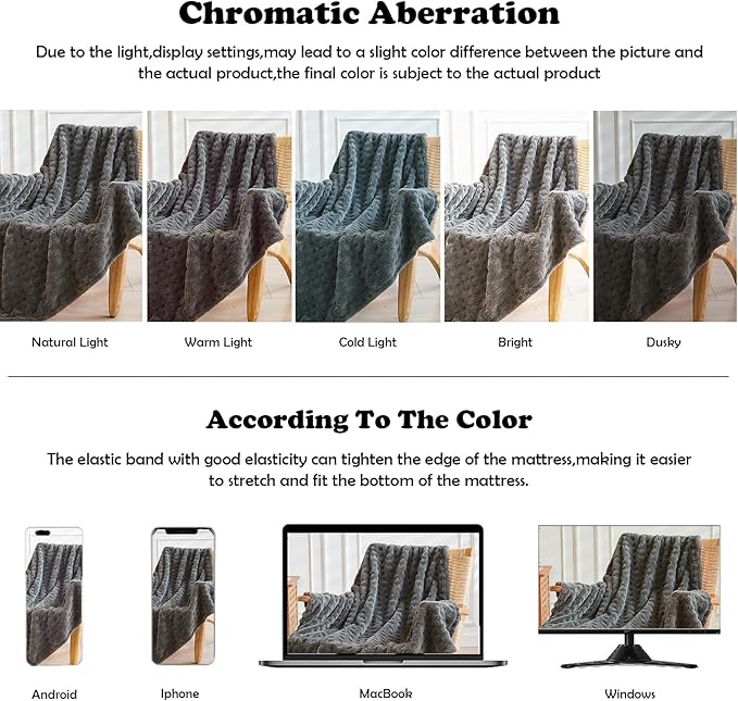 NEWCOSPLAY Super Soft Throw Blanket Grey Premium Silky Flannel Fleece 3D Waffle Checkered Lightweight Bed Blanket All Season Use (Dark Grey, Throw(50"x70"))