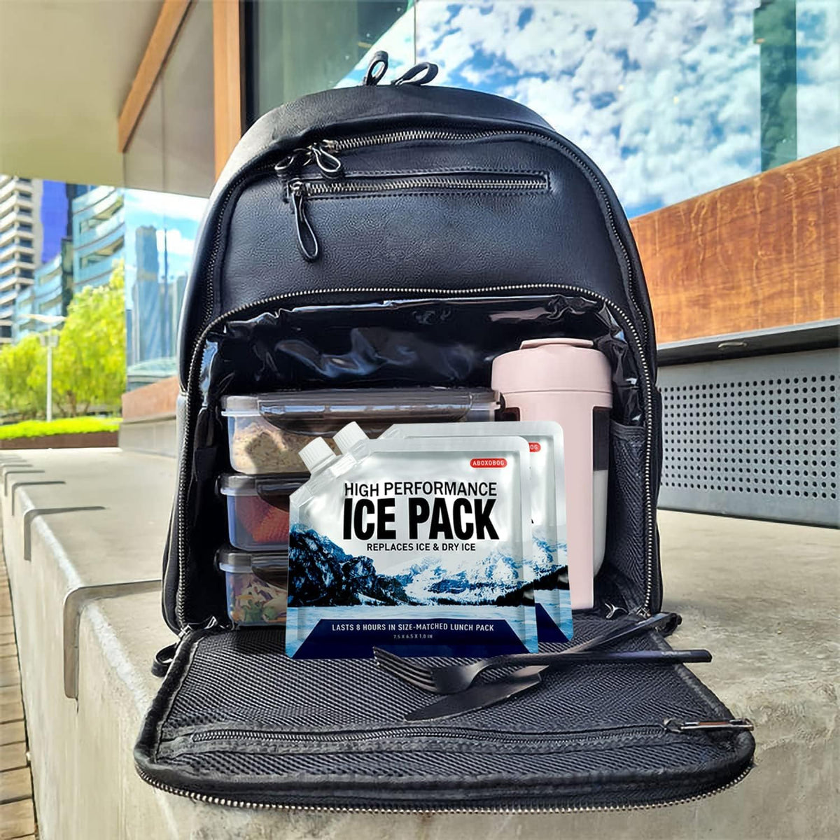 ABOXOBOG Reusable Ice Packs for Lunch Box Long Lasting Slim Gel Freezer Packs for Cooler Bag Cooler Backpack, Keeps Food Cold Fresh for Work & School & Travel(6.5"x7.5"x4P)