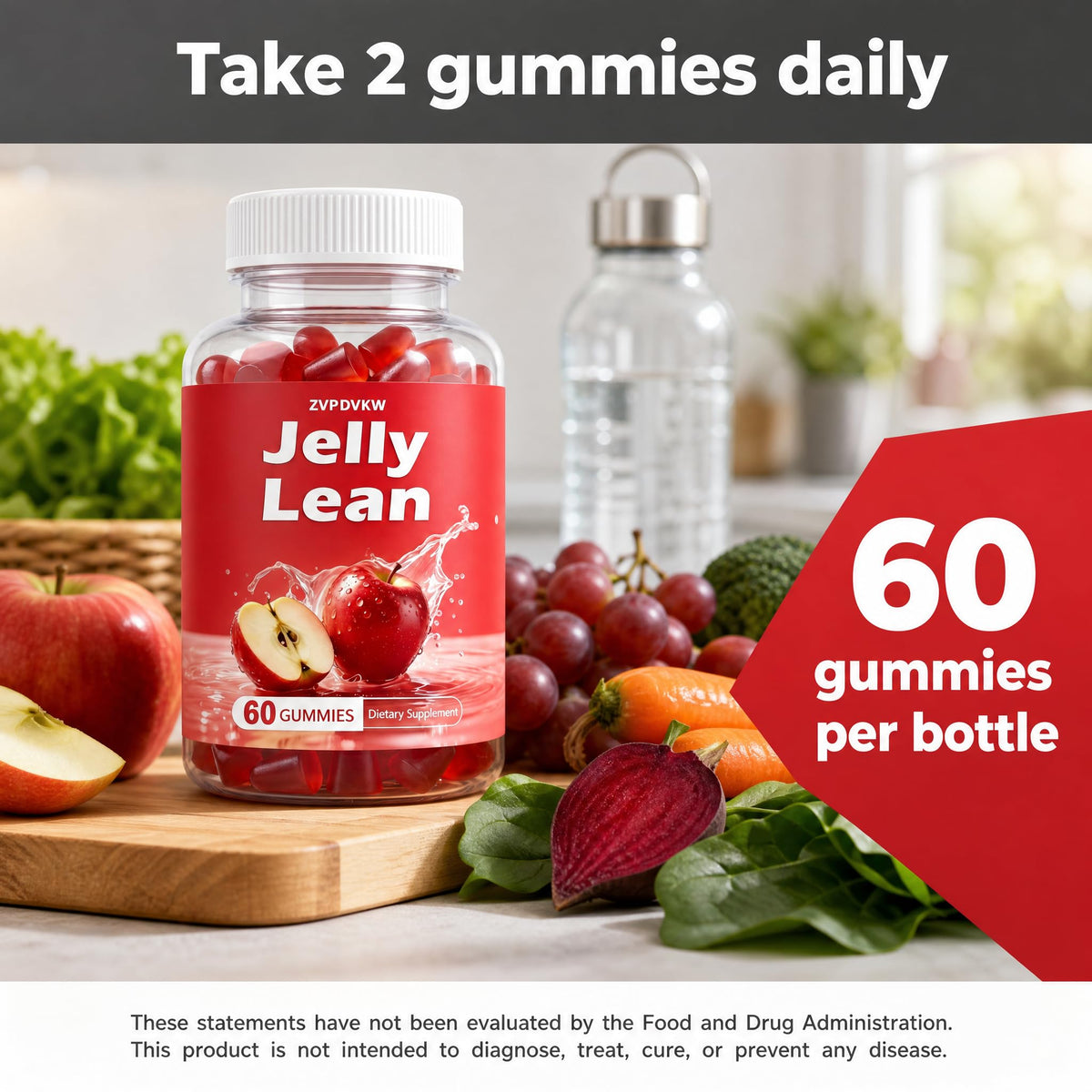 ZVPDVKW Jelly Multivitamin Lean Gummies, Daily Nutrition Support, 60 Count