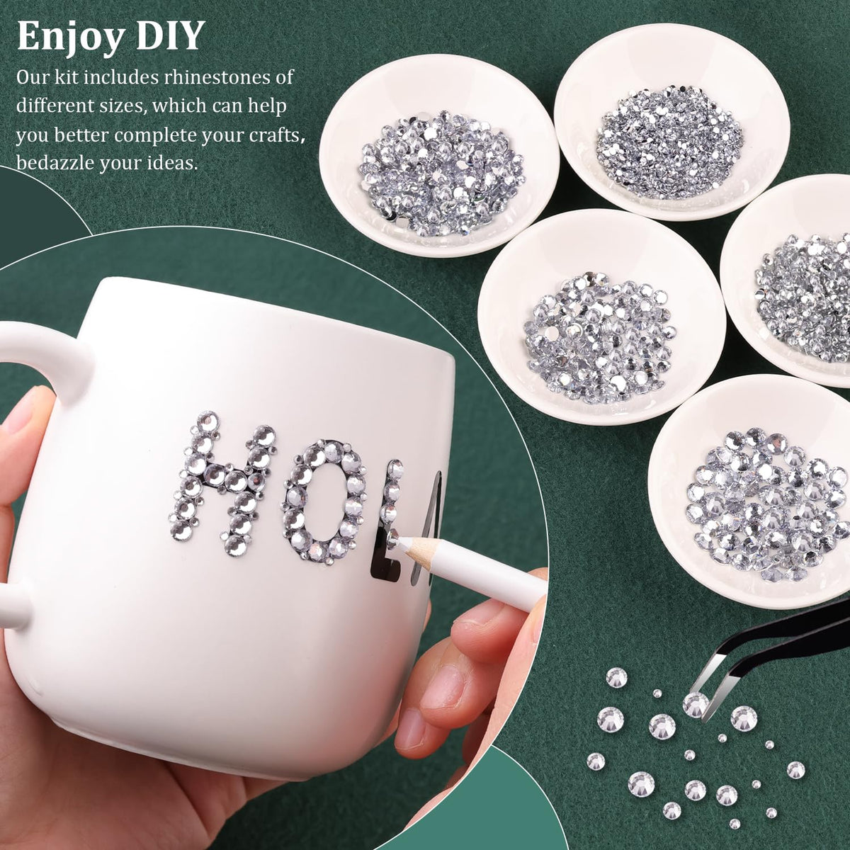 Resin Rhinestones for Crafting with B7000 Jewelry Glue, 2 Boxes Silver Clear Flatback Crystals with 3Pcs 10ml Glue for Bedazzling Crafts DIY Nail Art Makeup，Gems for Clothing Shoes