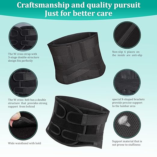 Adjustable Back Brace for Lower Back Pain & Sciatica Relief - Unisex Lumbar Support Belt for Herniated Disc, Posture Correction, Breathable Design for Work, Sports (B92,Small)