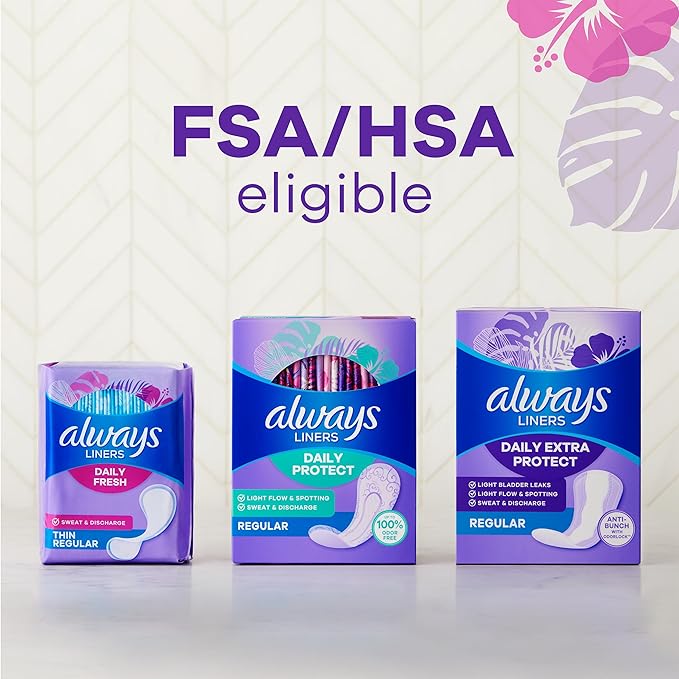 Always Thin Daily Panty Liners for Women, Light Absorbency, Unscented, 162 Count (Packaging May Vary)