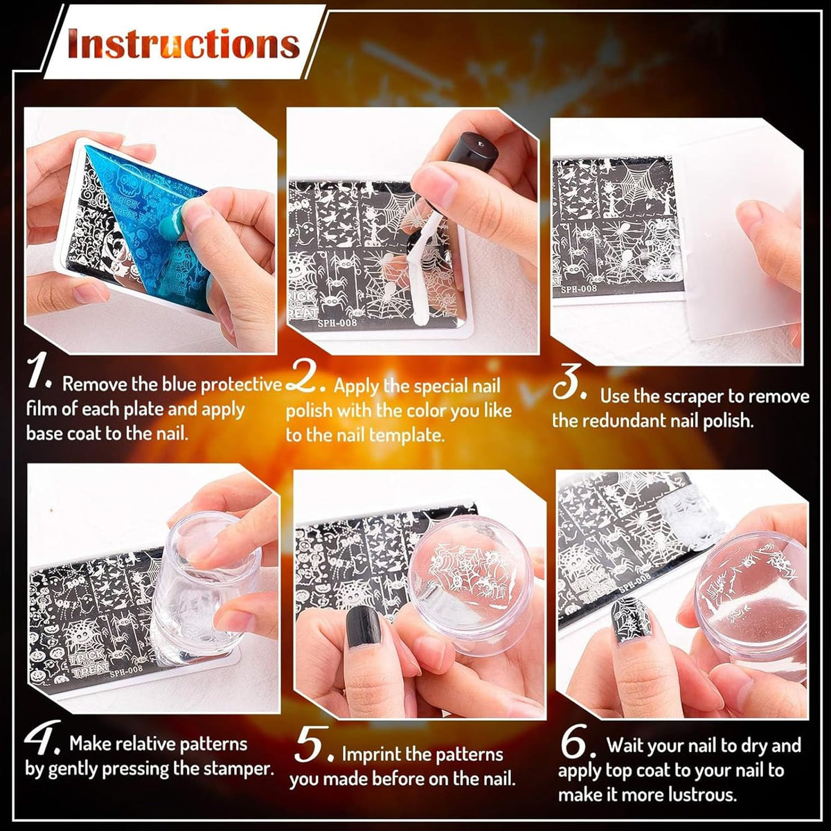 Whaline 6Pcs Christmas Nail Plates Stamping Set Xmas Tree Snowflake Snowman Stamp Templates Nail Art Plates for Winter DIY Print Manicure Salon Design Gift