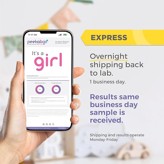 Peekaboo Express Early Gender at Home DNA Test, Over 99% Accurate, Test as Early as 6 Weeks Pregnant, Includes Lab Fee