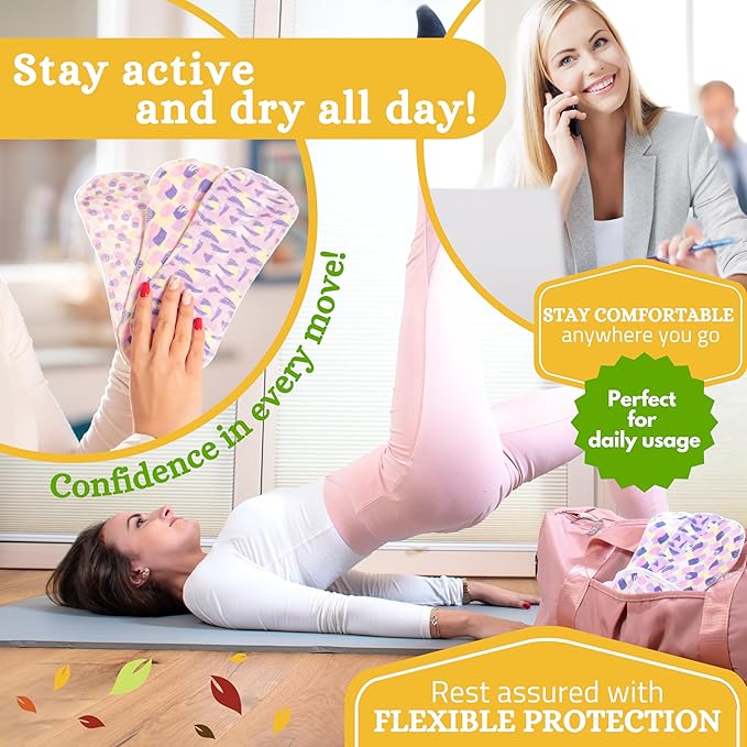Non-Slip Organic Reusable Panty Liners for Women & Teens (Tanga, 7-Pack); High-Temp Washable Cotton Cloth Liners; Stay Fresh & Dry, for Daily Vaginal Discharge Only; 100% Breathable (no PUL/TPU)