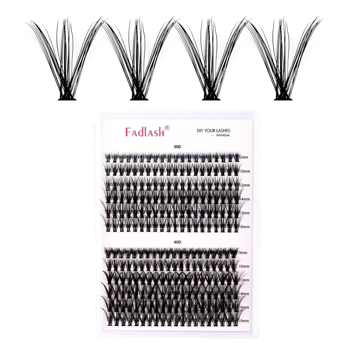 Individual Cluster Lashes Extensions 30D 40D 0.07 D Curl 8-16mm Mixed Trays Extensions 200Pcs Individual Cluster Lashes DIY Eyelash Extensions at Home