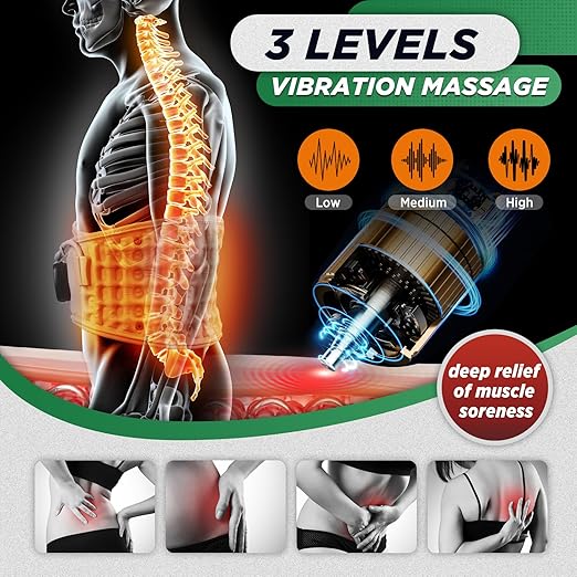 ERHIVORA Decompression Back Belt with Red Light Heating and Massage, Back Reliever, Inflatable Back Brace for Spinal Lumbar Woman Men Heating Pad