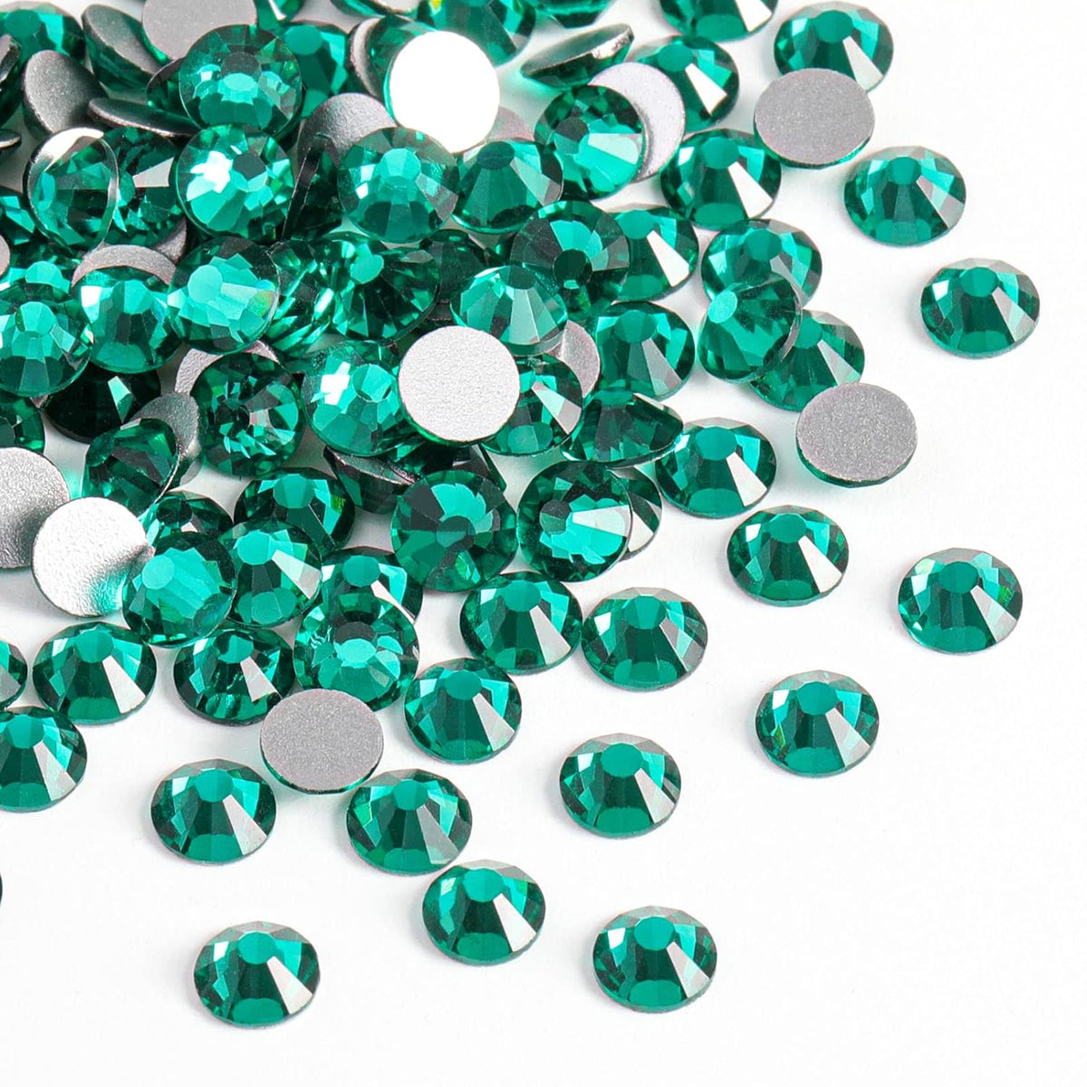 Beadsland 288pcs Flat Back Crystal Rhinestones Round Gems for Nail Art and Craft Glue Fix, Blue Zircon, SS34,7.1-7.3mm