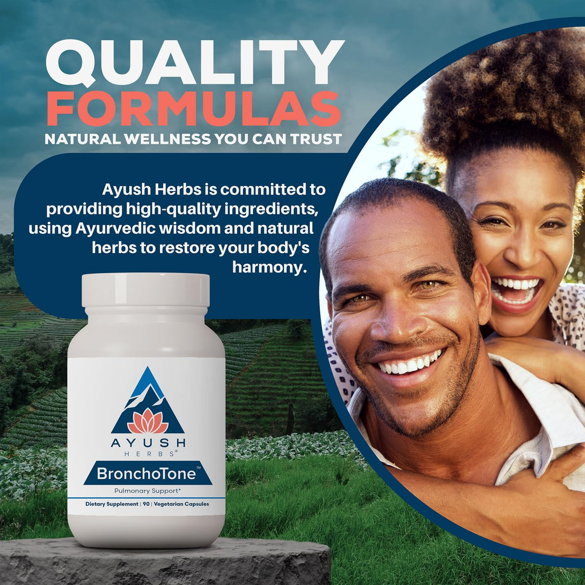 Ayush Herbs Bronchotone, Bronchial Support, Adults, 90 Servings