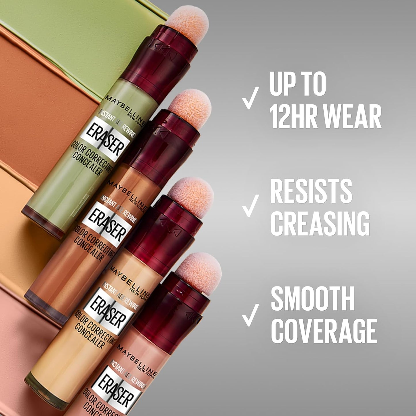 Maybelline Instant Age Rewind Instant Eraser Color Correcting Concealer, Crease-Resistant Coverage, Up to 12HR Moisturizing Wear, Green Color Corrector, 151, 1 Count
