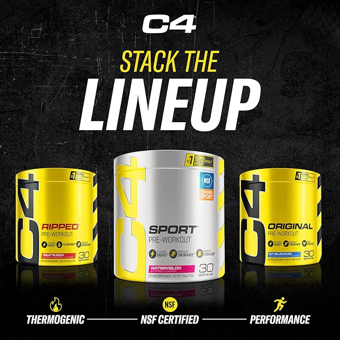Cellucor C4 Original Pre Workout Powder ICY Blue Razz - Vitamin C for Immune Support - Sugar Free Preworkout Energy for Men & Women - 150mg Caffeine Plus Beta Alanine Plus Creatine - 30 Servings