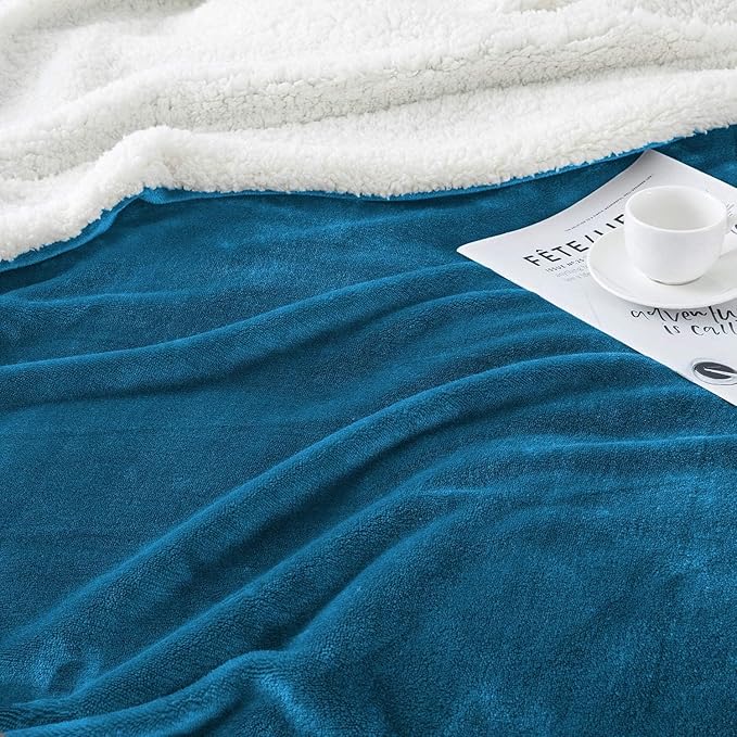 IR Imperial Rooms Teal Sherpa Blankets Queen Size for Bed - Wholesale Bulk Pack of 9 Sherpa Blankets - Soft Fluffy Throw Blanket for Hotels, Guest Bedroom, 90x90 Inches