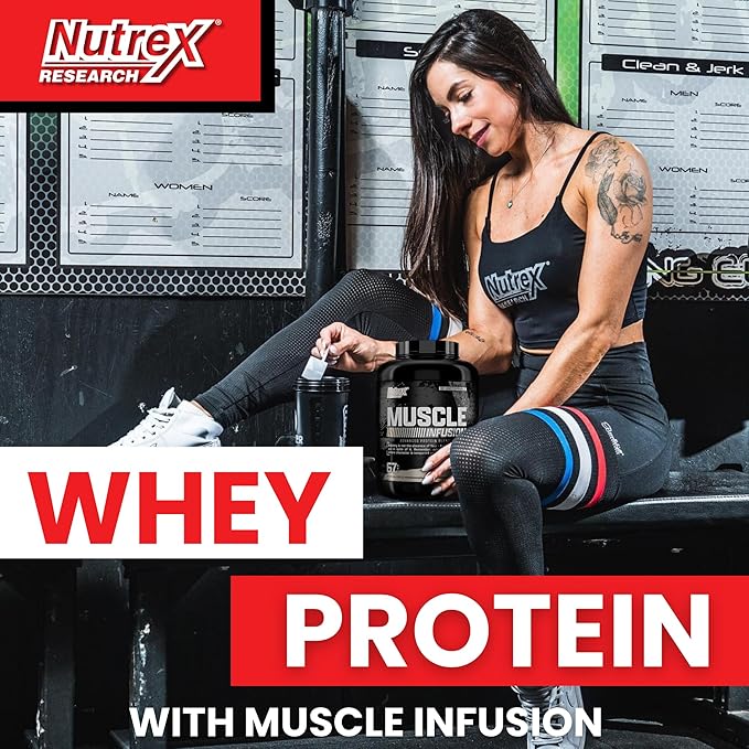 Nutrex Research Whey Protein Powder, Chocolate Muscle Infusion Whey Isolate Plus Niox Bundle