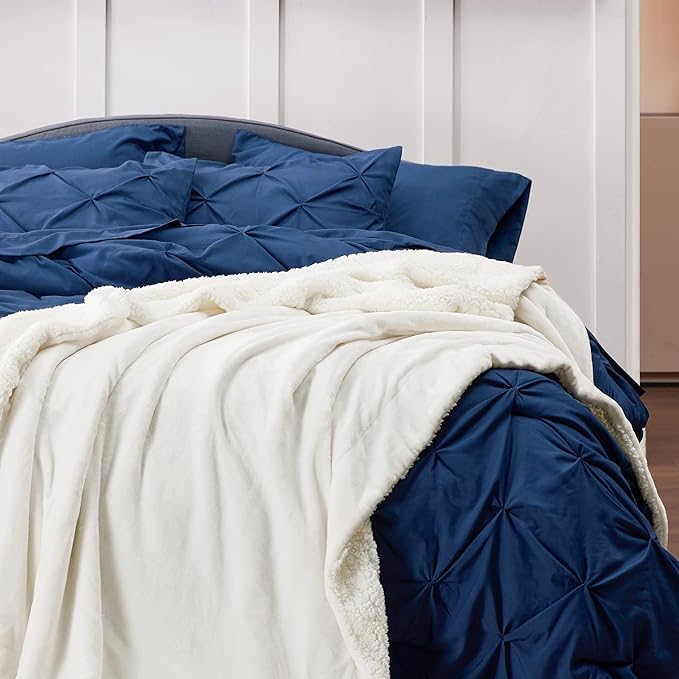 Bedsure Sherpa Fleece Throw Blanket Twin Size for Couch - Thick and Warm, Soft Fuzzy Plush Twin Blanket for Winter, Cream, 60x80 Inches