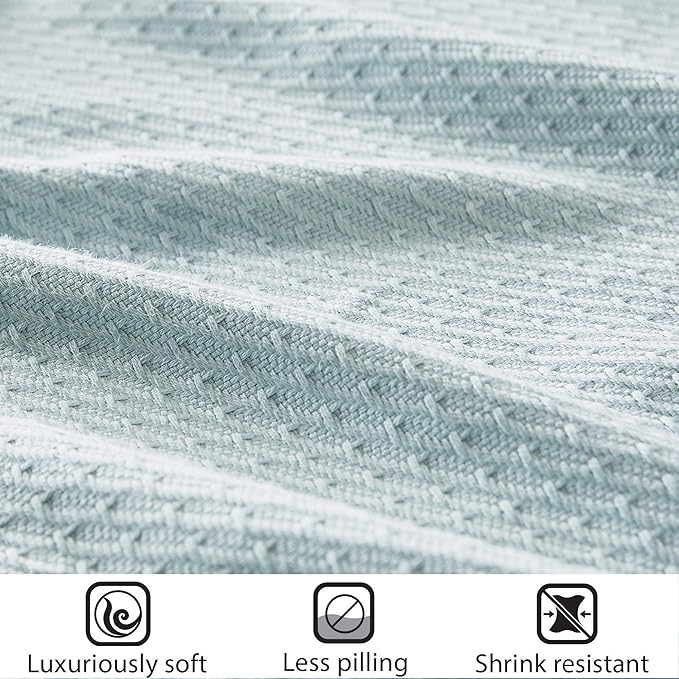 Madison Park Soft Certified 100% Egyptian Cotton Breathable Cozy Blanket, Premium Waffle Knit Classic Design Luxury All Season Lightweight Cover for Bed, Couch and Sofa, Twin, Light Blue