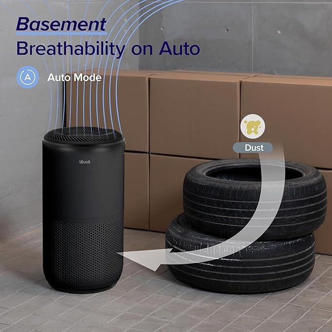 LEVOIT Air Purifiers for Home Large Room Up to 1733 Ft² in 1 Hr With Air Quality Monitor, HEPA Sleep Mode, Auto Mode, Smart WiFi, 3-in-1 Filter Captures Pet Allergies, Smoke, Dust, Core 400S-P, Black
