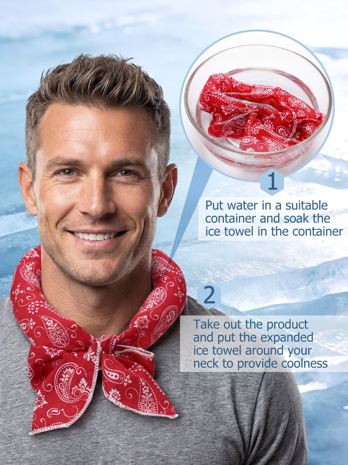Coume 6 Pack Cooling Neck Wraps Neck Cooler Ice Bandanas Scarf for Hot Weather Summer Ultra Running Walking Riding Women Men(Classic Color)