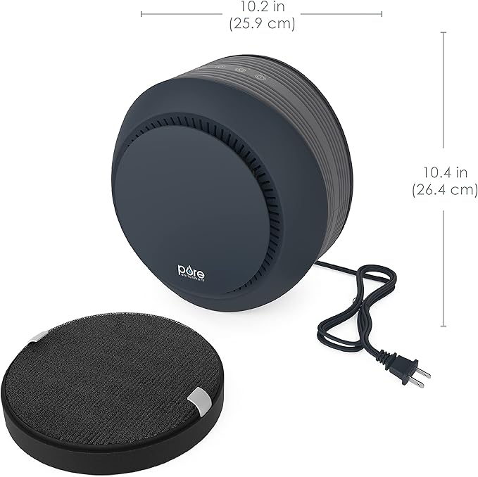 Pure Enrichment PureZone Halo Medium Room Air Purifier, 2 Stage Filtration, Purifies Air of Smoke, Pollen, Dust, and Pet Hair - Easily Fits on Tables, Desks, and Nightstands (Graphite)