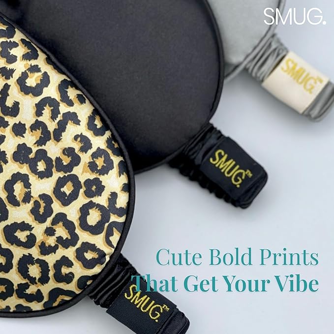 SMUG Satin Sleep Mask (3 Pack) Deep Dream Sleep Aid Eye Mask for Women & Men for Sleeping, Travel, Night Shift - Soft to Nourish Skin, & Reduce Dark Circles - Eye Cover to Block Out Light - Black