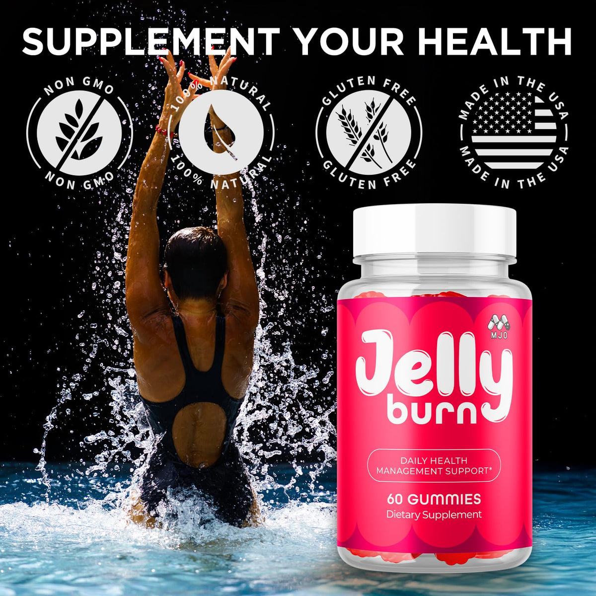 (3 Pack) Jelly Burn Gummies, Official JellyBurn Gummys with Natural Ingredient, Advanced Health & Wellness Vitamin Supplement Formula, Max Strength Active Lifestyle Multivitamin Support (180 Gummies)