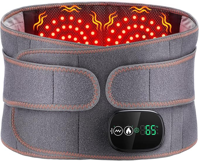 Cordless Heating Pad with Vibration for Back Pain Relief, XL Heated Back Belt Wrap with 3 Fast Heating and Vibration Massage Modes, 5000mAh Battery Operated Heat Pad for Back, Waist, Lumbar (Grey)