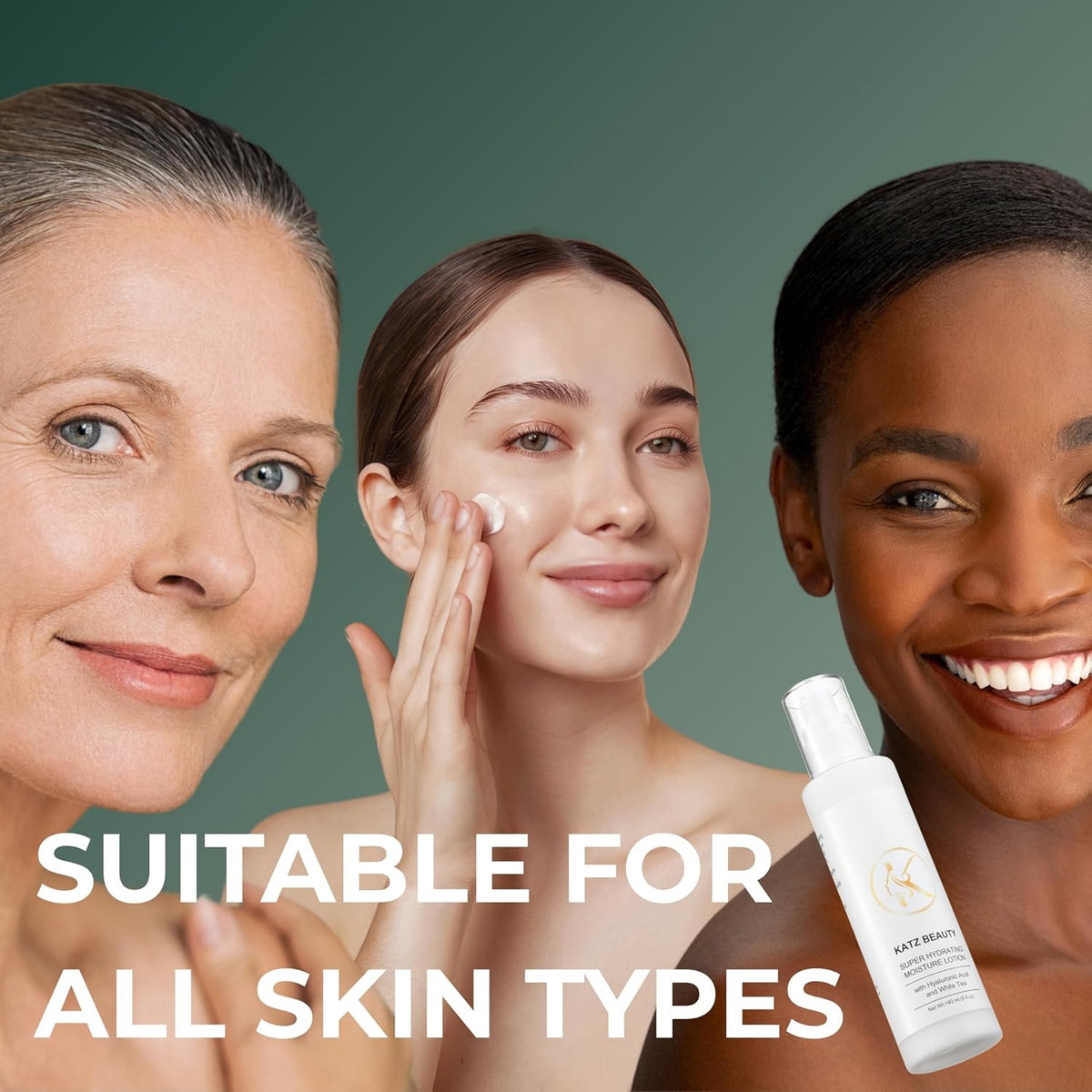Katz Beauty Super Hydrating Moisture Lotion - Hyaluronic Acid & White Tea for Dry, Oily, Sensitive Skin, Non-Comedogenic Face Moisturizer, 5 fl oz
