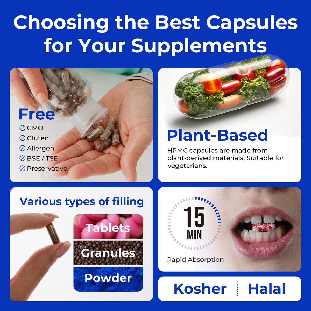ATLEMISME Empty Vegan Capsules Size 1 - Vegan Capsules Empty (1000 Count)