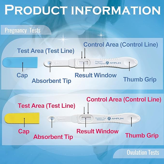 Amplim Pregnancy Test and Ovulation Tests Kit, 13 Pack Bulk Early Detection HCG & LH Sticks, FSA HSA Eligible, 99.99% Accurate at Home Predictor 6 Days Early Result, Extra Sensitive Fertility Tracker