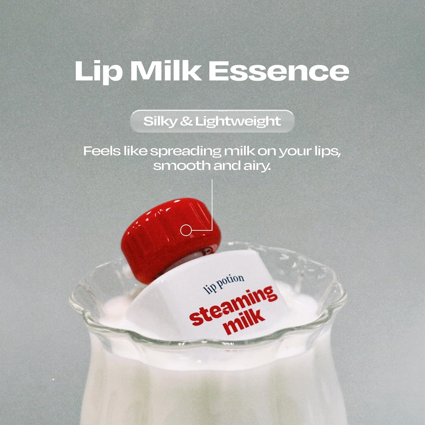 Lip Potion Steaming Milk – Moisturizing Liquid Lip Primer & Lip Balm – Instant Relief for Dry, Cracked Lips with Vitamin E and Green Tea Seed Oil – 0.3 Oz