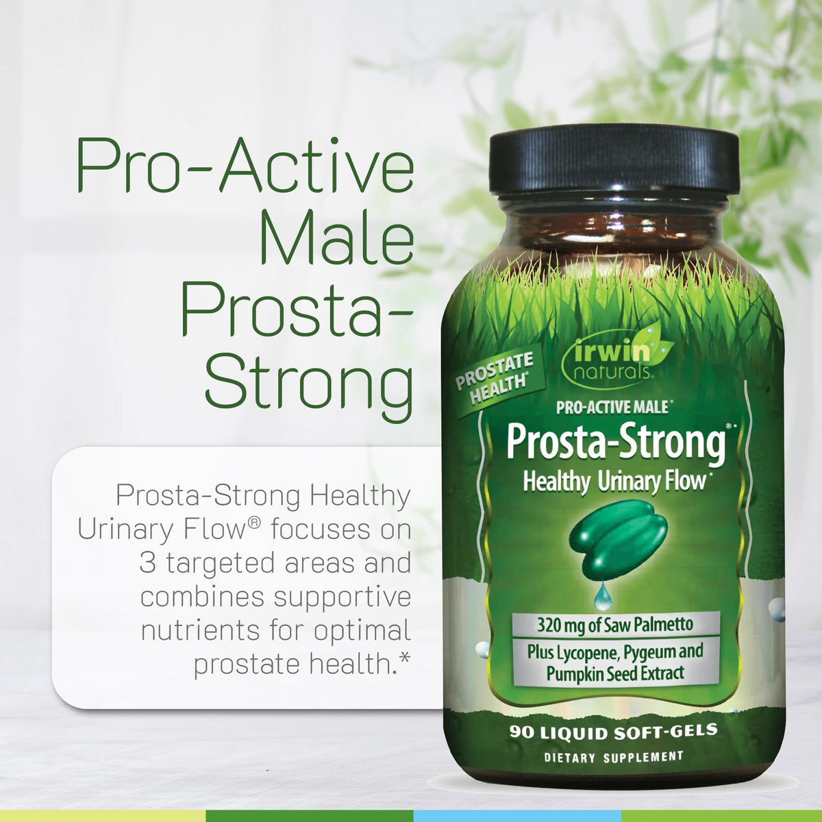 Irwin Naturals Prosta-Strong - 90 Softgels - Prostate Health Support with Saw Palmetto, Lycopene & Pumpkin Seed - Supports Urinary Flow