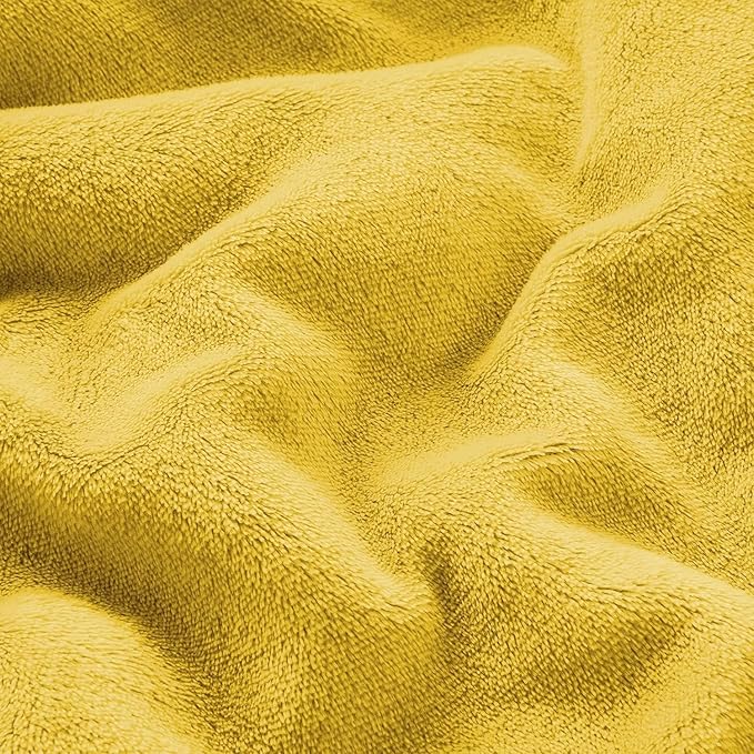 IR Imperial Rooms Sherpa Fleece Queen Size Blanket for Bed - Thick and Warm Blanket for Winter Reversible Soft and Fluffy Blankets Queen Size, Yellow, 90x90 Inches