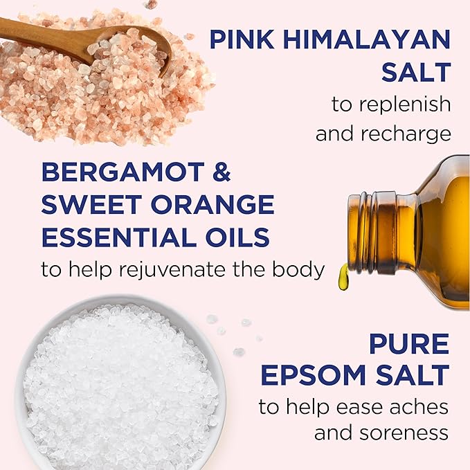 Dr Teal's Salt Soak with Pure Epsom Salt, Restore & Replenish with Pink Himalayan Mineral, 3 lbs (Pack of 2)